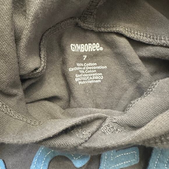 Gymboree Boys Size 7 Motorcycle Racer Hooded Long Sleeve Top Grey & Ivory EUC - Picture 3 of 4